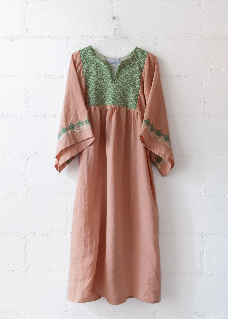 Levante Long Dress in Pink and Green, from Nina Leuca