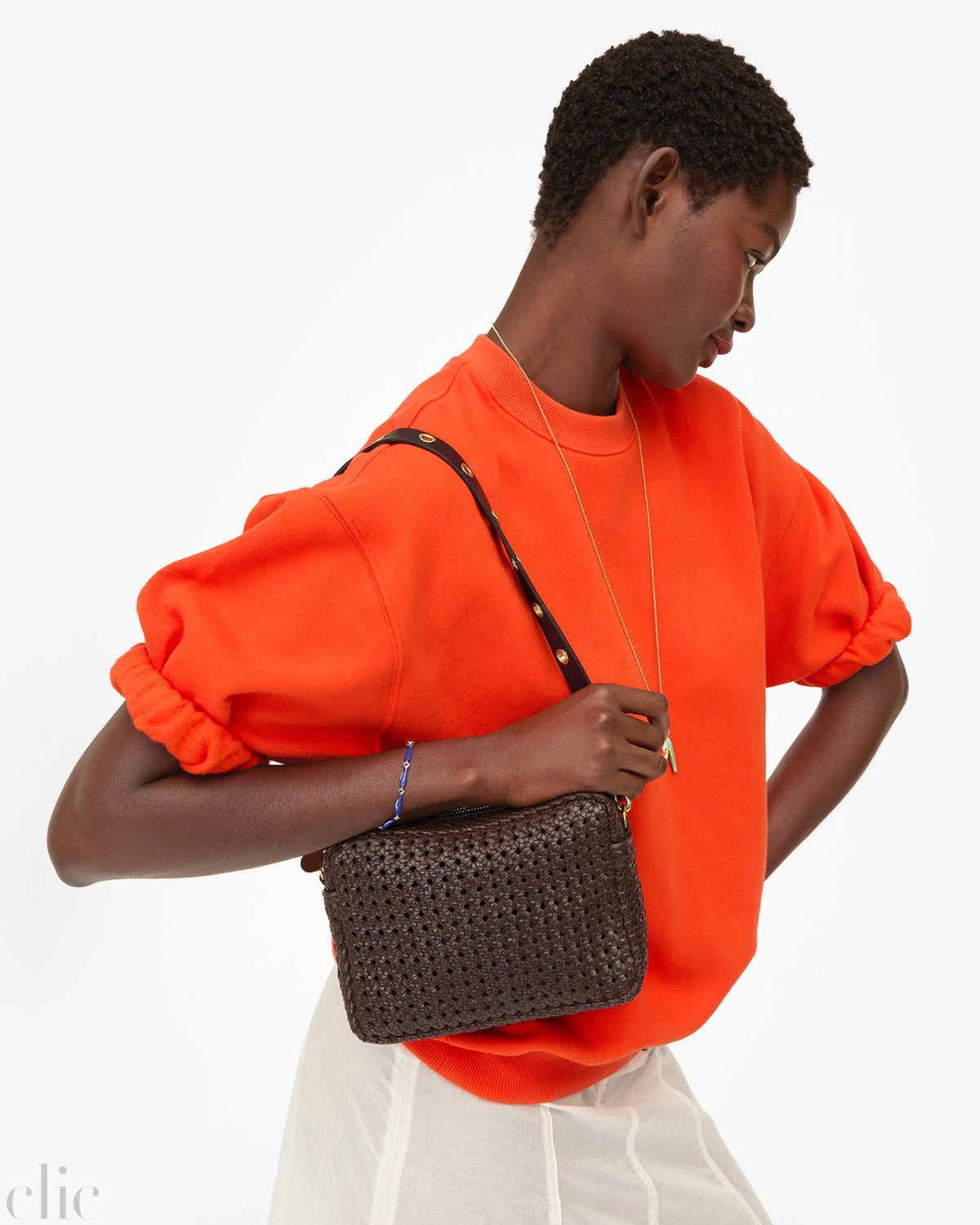 Midi Sac in Chocolate Rattan, from Clare V