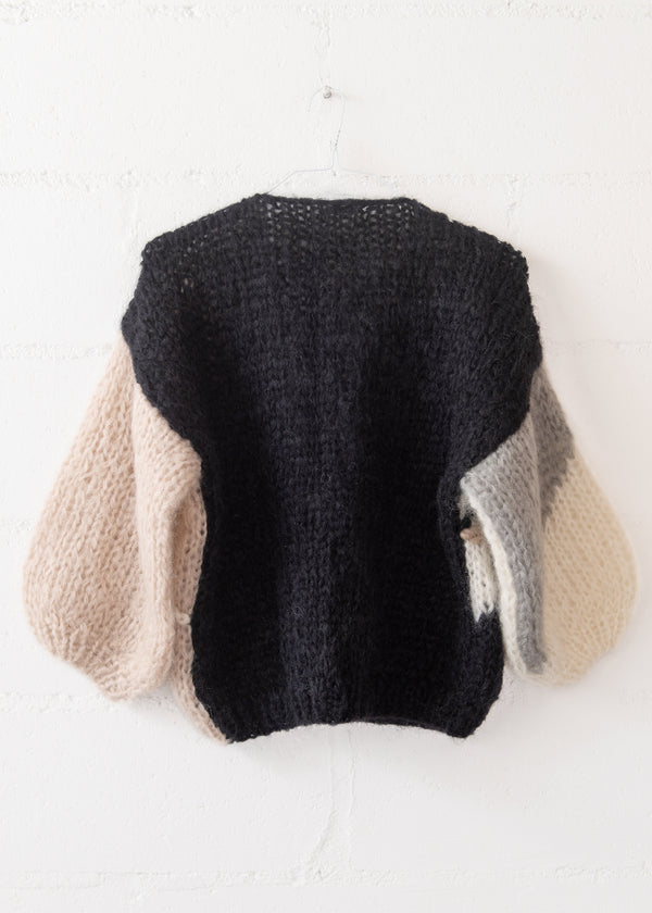 Mohair Argyle Cardigan in Creme & Beige, from Maiami