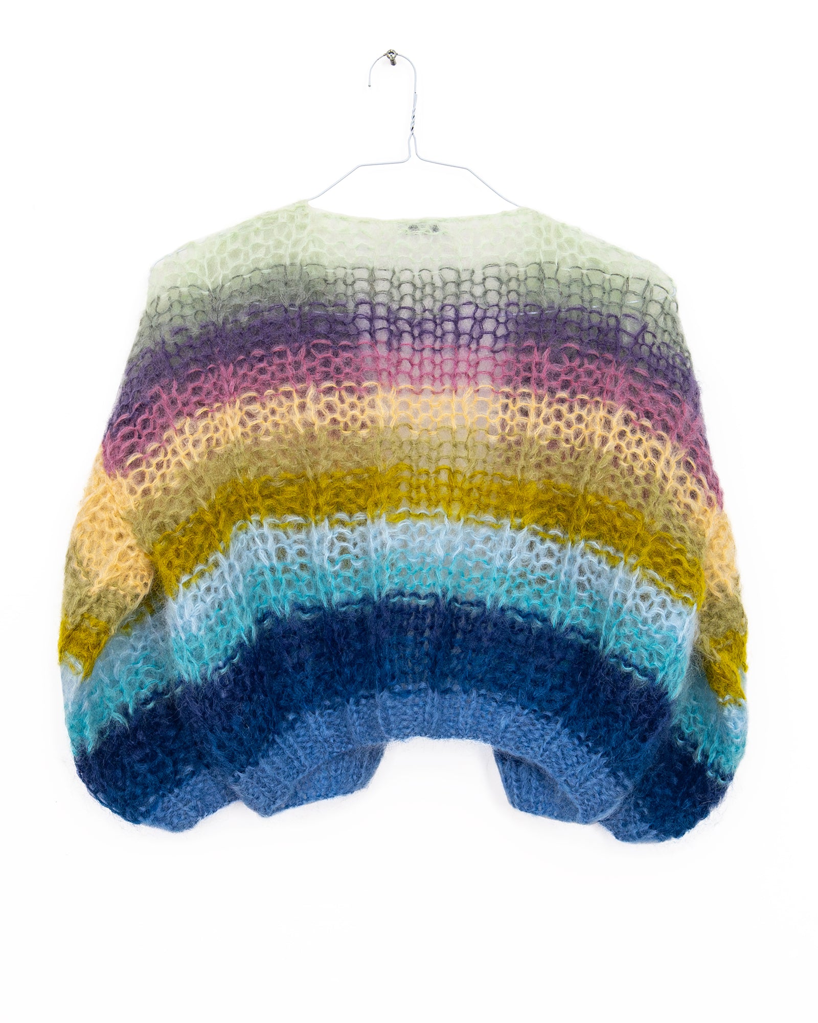 Mohair Ribbed Bomber Cardigan in Multicolor Stripes, from Maiami