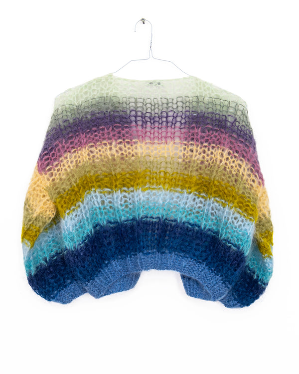 Mohair Ribbed Bomber Cardigan in Multicolor Stripes, from Maiami