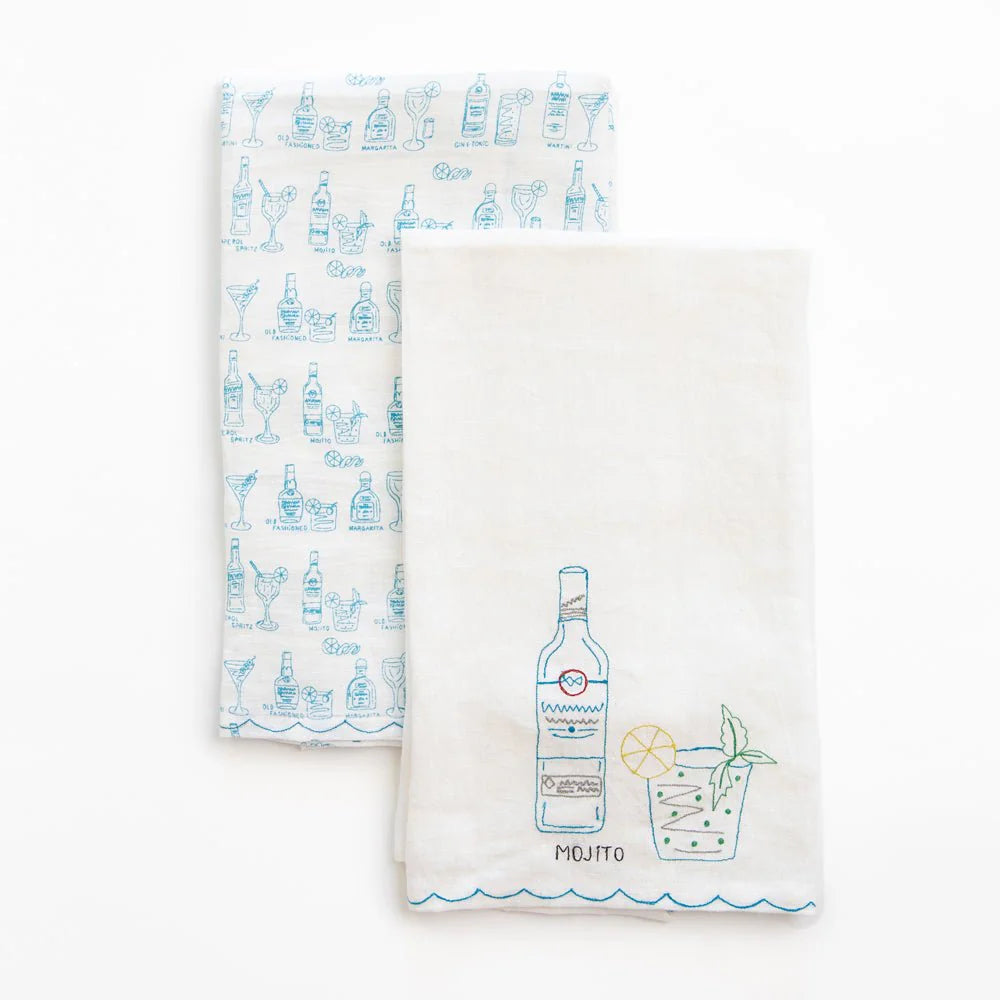 Set of 2 Mojito Linen Tea Towels, from Pomegranate