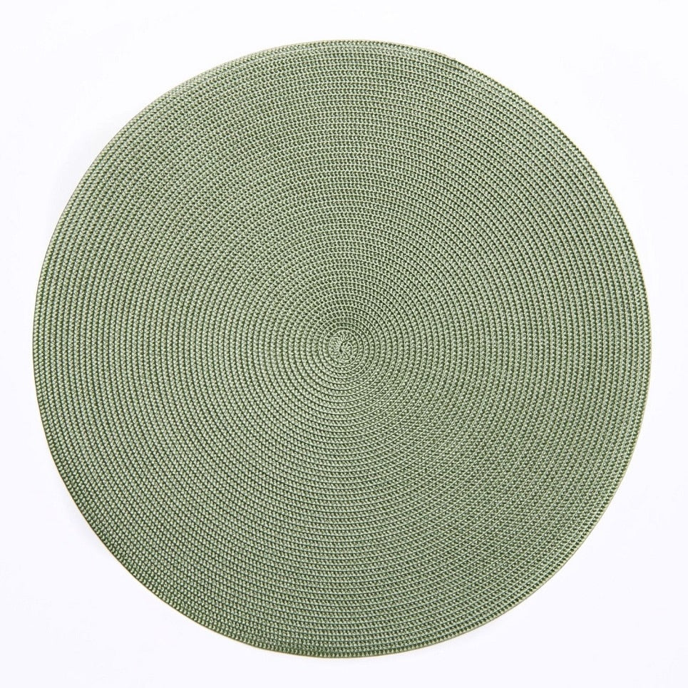 Round Placemat in Moss, from Deborah Rhodes