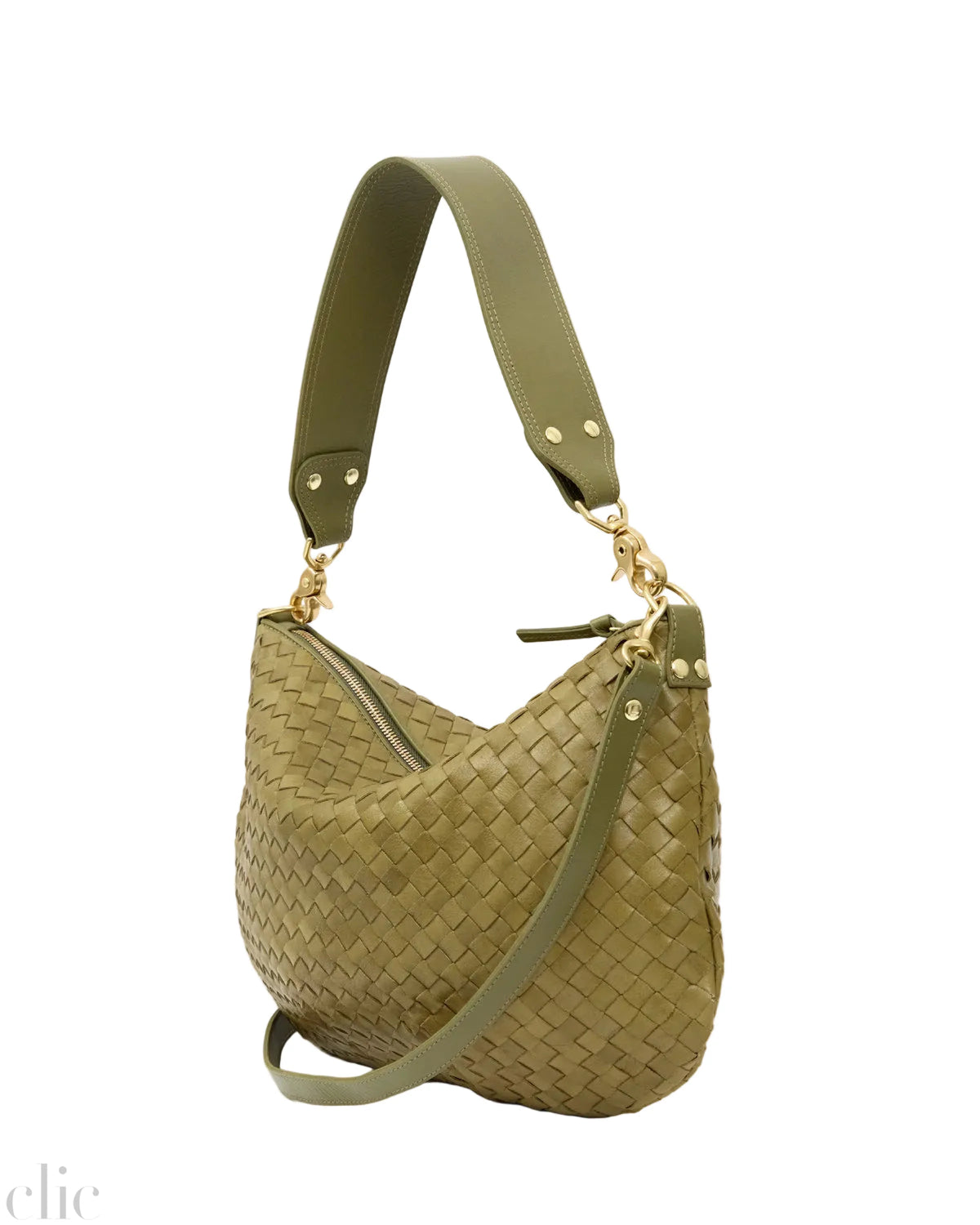 Moyen Messenger in Olive Diagonal Woven, from Clare V
