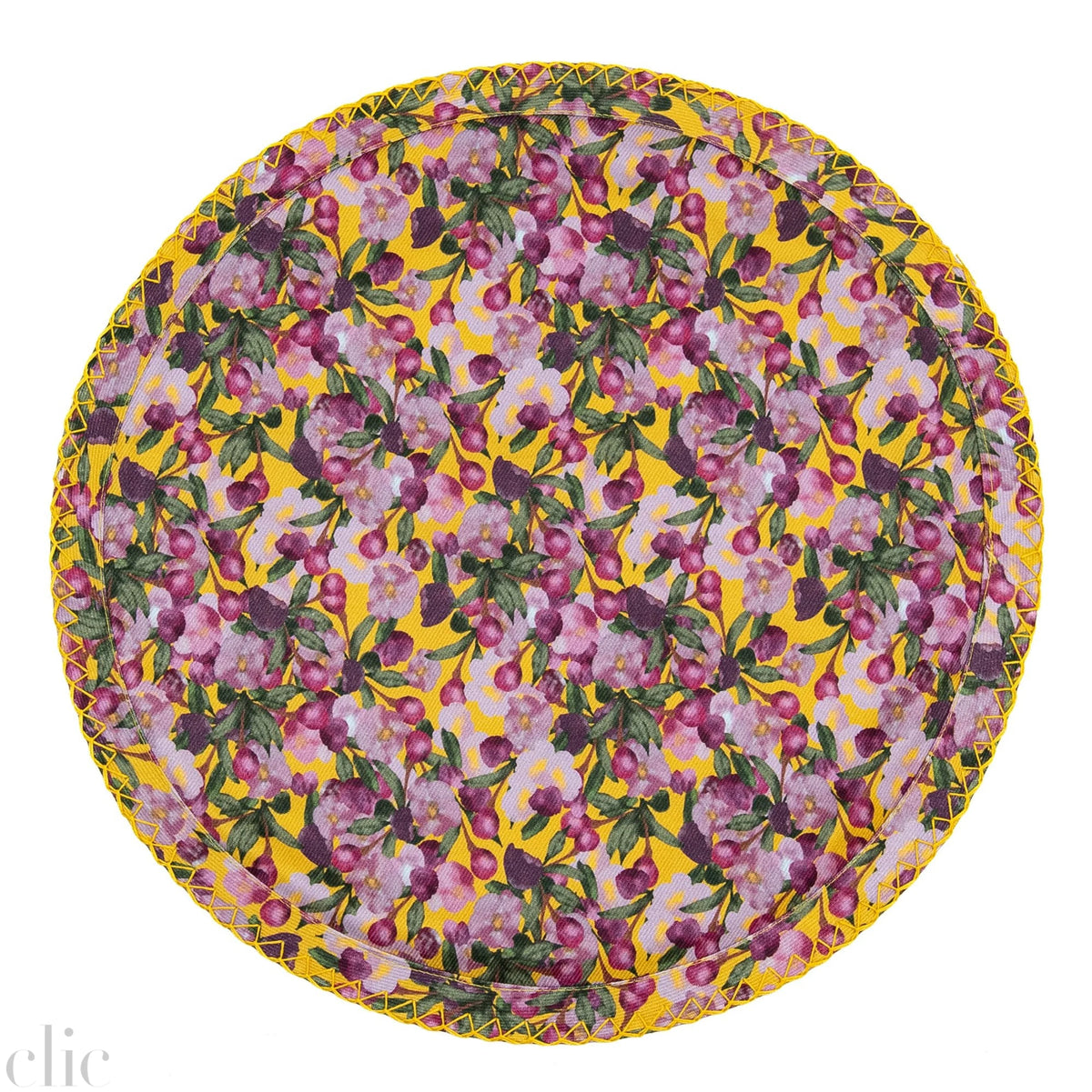 Set of Six Round Placemats in Romace is Dead Yellow, from, Sophie Williamson Design