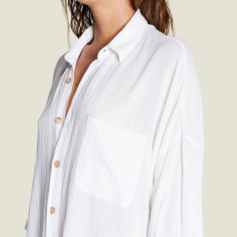 Mykonos Oversized Shirt in Off White, from Maison Saint Julien