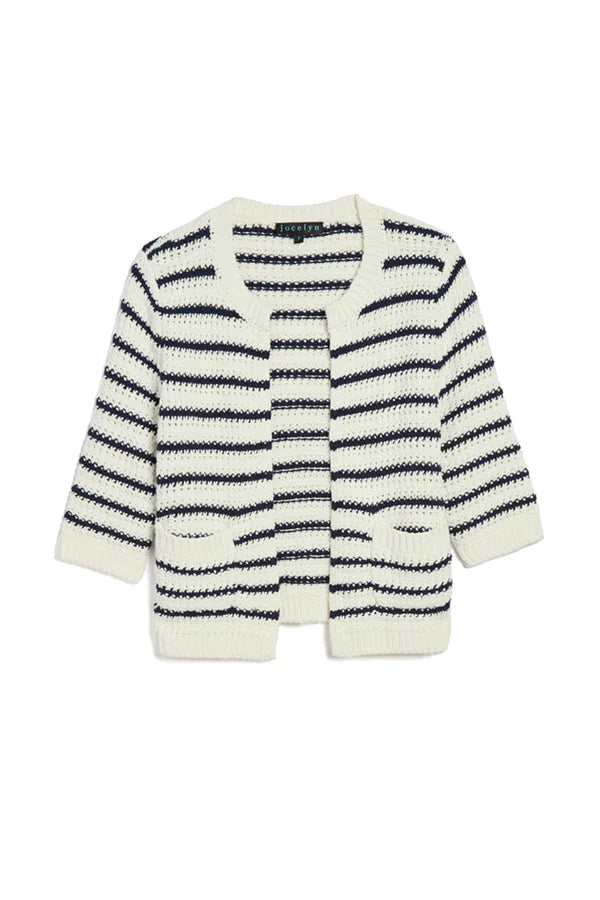 Knit Striped Cardigan in Navy & White, from Jocelyn