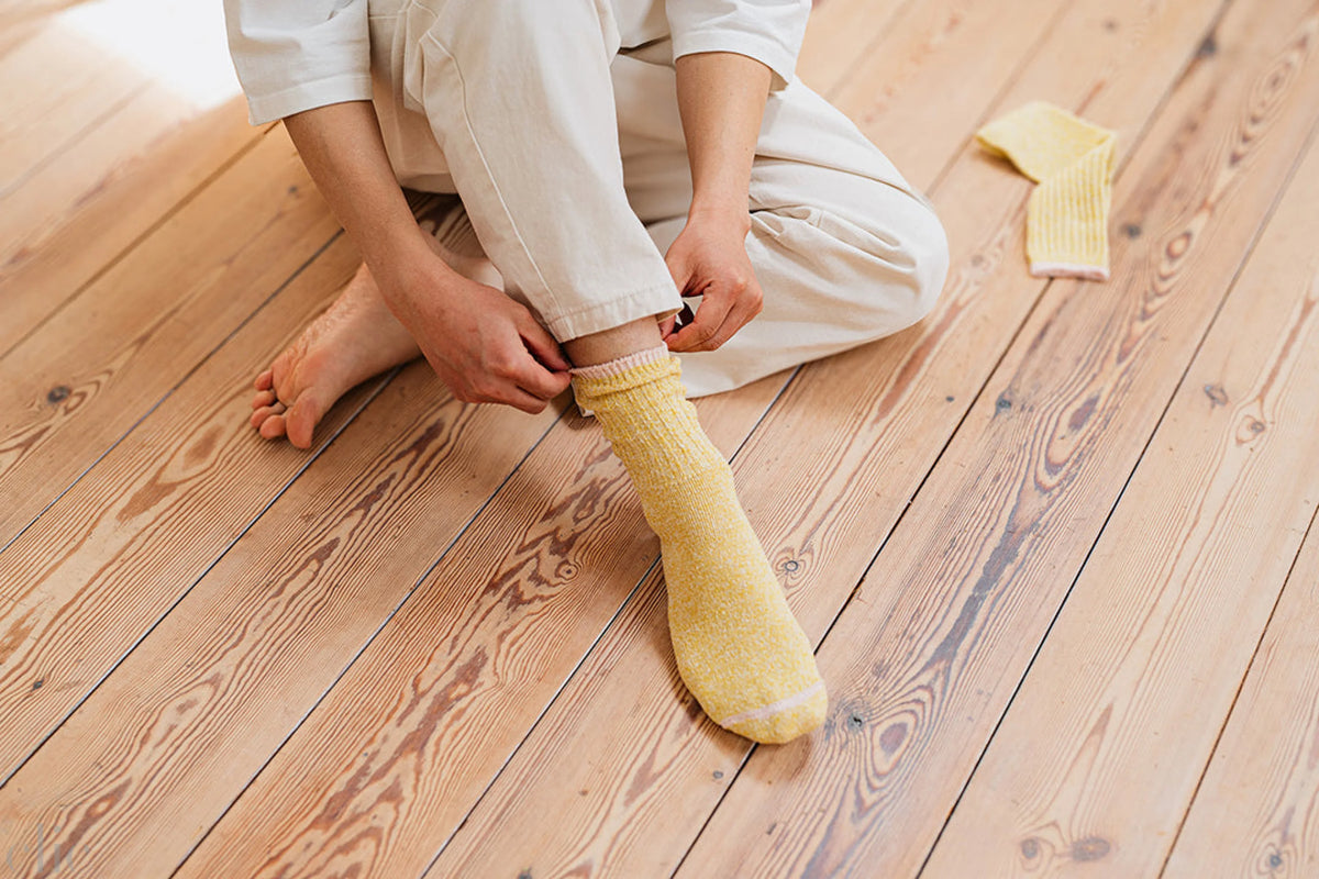 Silk Cotton Socks in Colorful Flags, from Nishiguchi Kutsushita