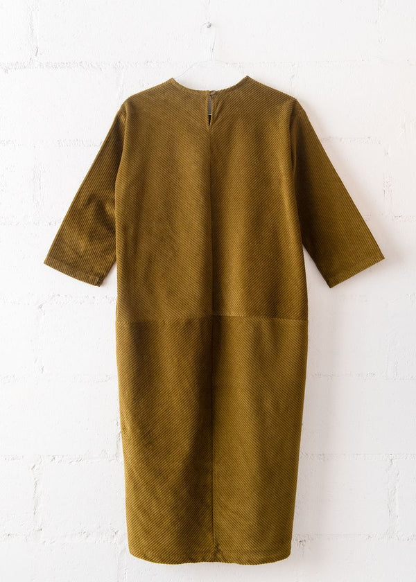 Corduroy Radient Dress in Dark Olive, from Black Crane