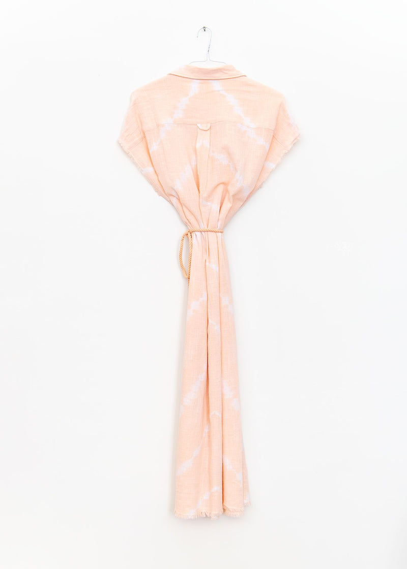 Mykonos Long Shirt Dress in Tie Dye Powder Pink, from Maison Saint Julien