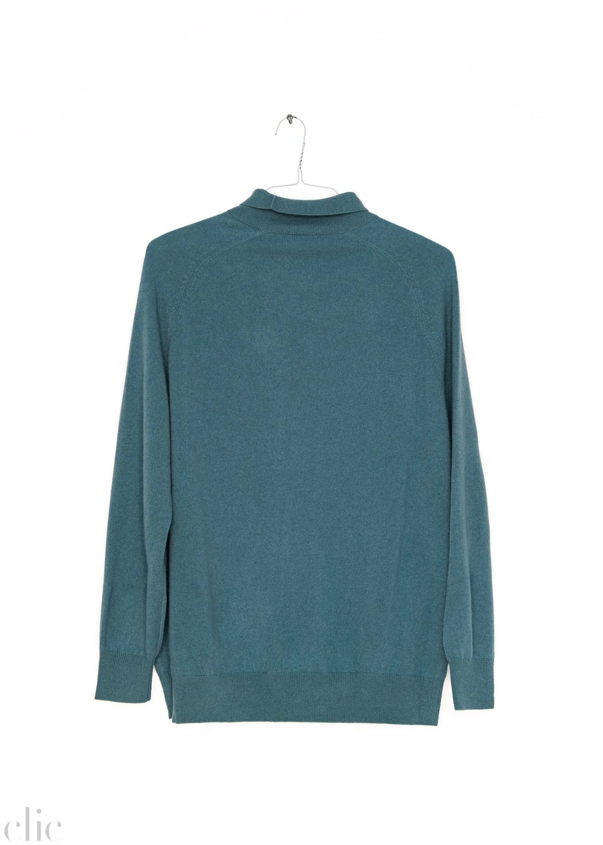 Chaconne T-Neck Pullover in Teal, from Hannayoo Works