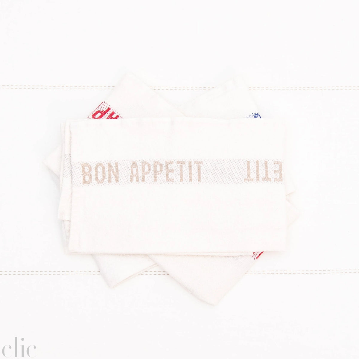Bon Appetit Tea Towel in White Linen, from Charvet Editions