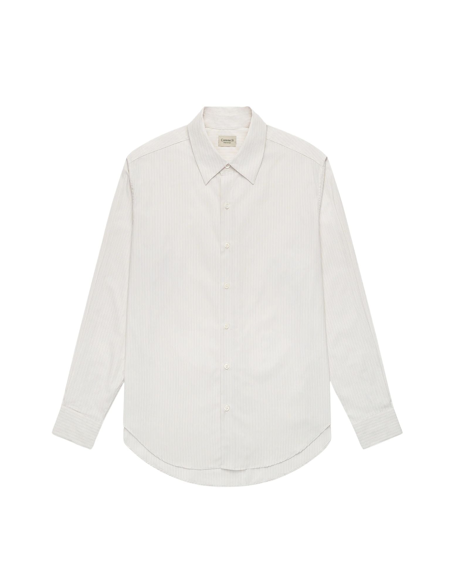 La Shirt Classica Poplin in Alabaster Stripe, from Comme Si