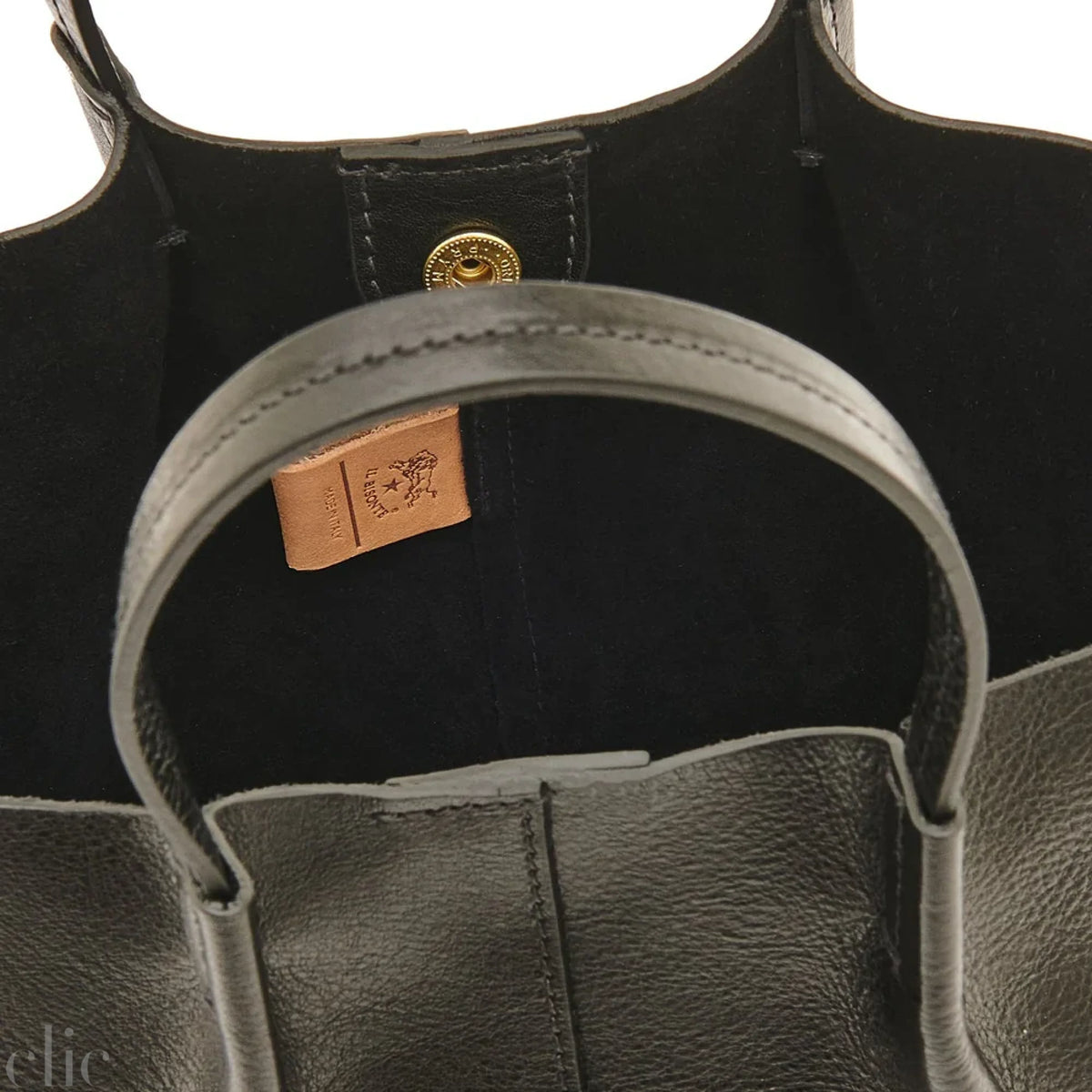 Nina Crossbody Bag in Black Leather, from IL Bisonte