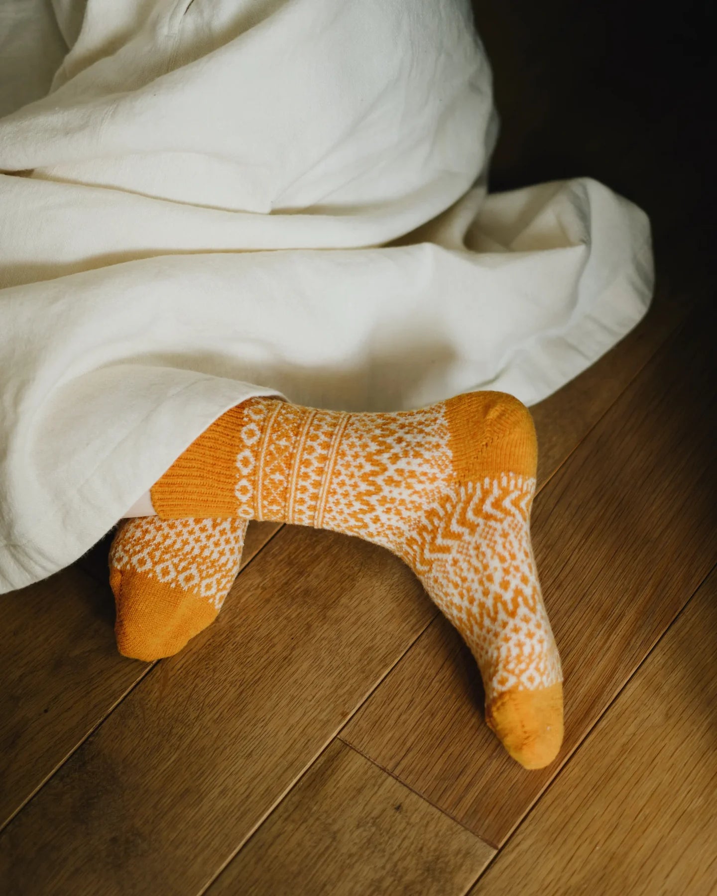 Wool Jacquard Sock in Lantern Orange, from Knitwin