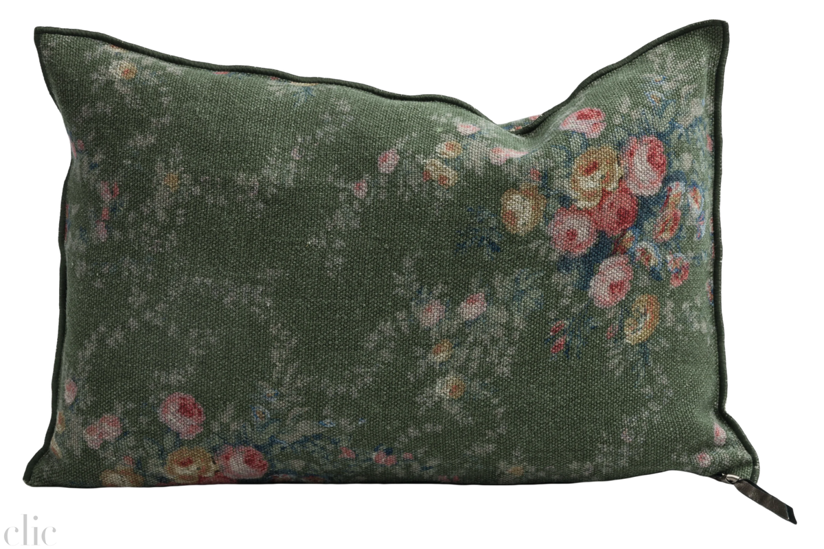 Wabi Sabi Pompadour Laurier Pillow 16x24, from Maison de Vacances