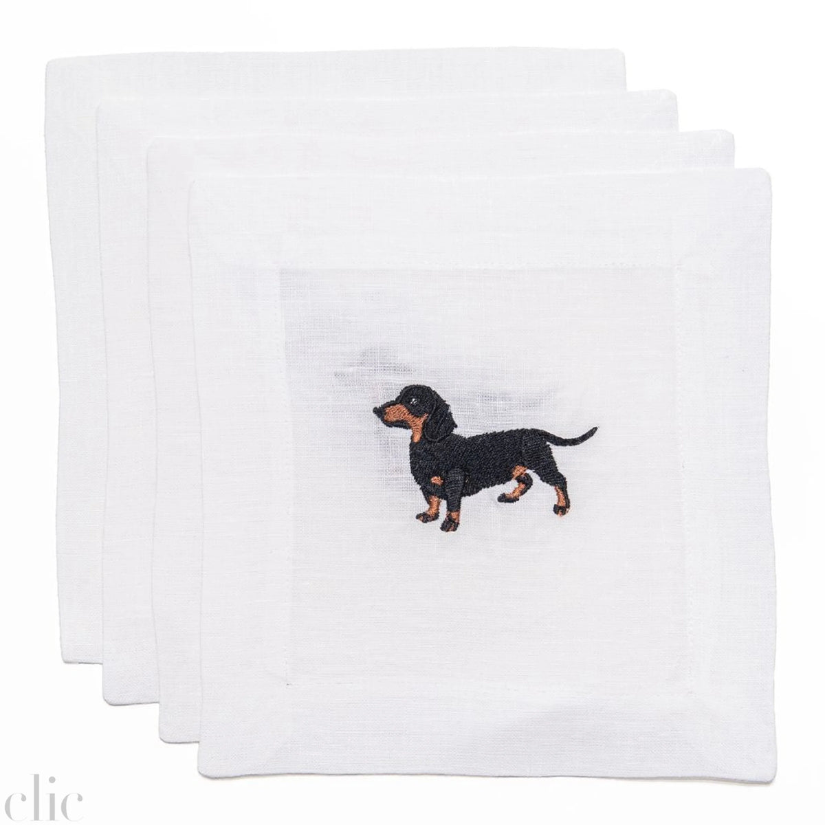Black Dachshund Cocktail Napkins, from Lettermade