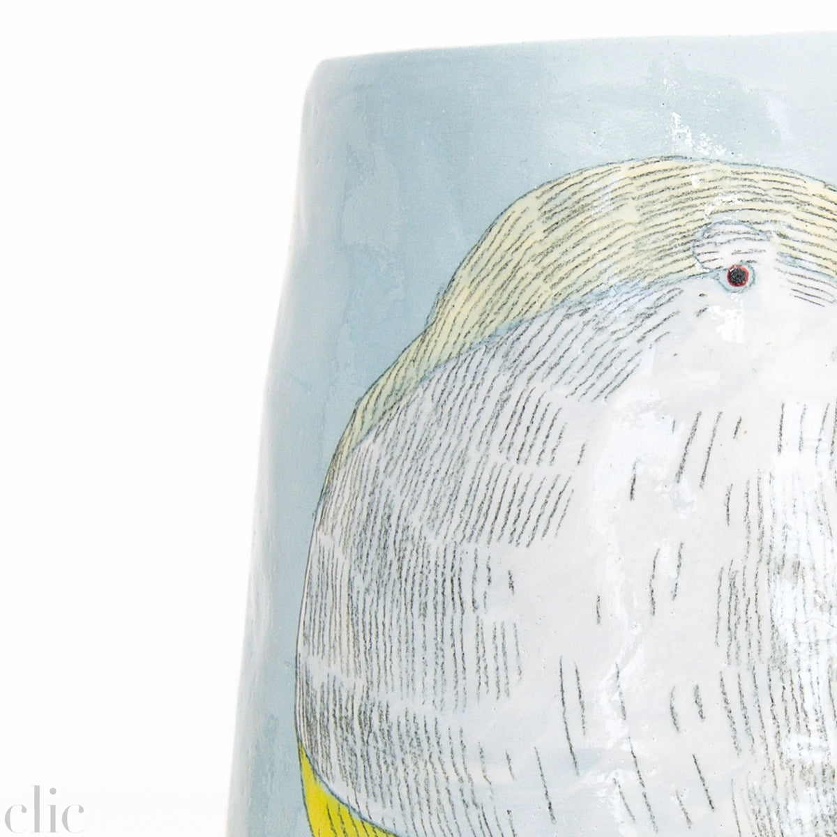 Medium Yellow Bird Vase 5 in Blue, from Gemma Orkin Ceramics