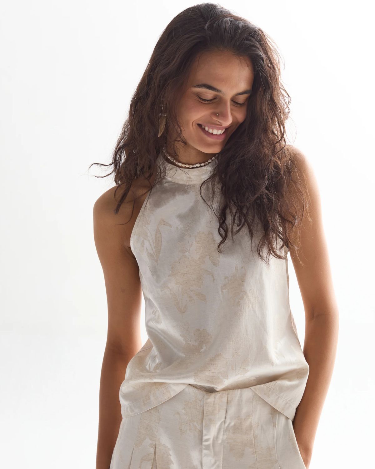 Olivia Brocade Top in Ivory Garden, from Lanhtropy