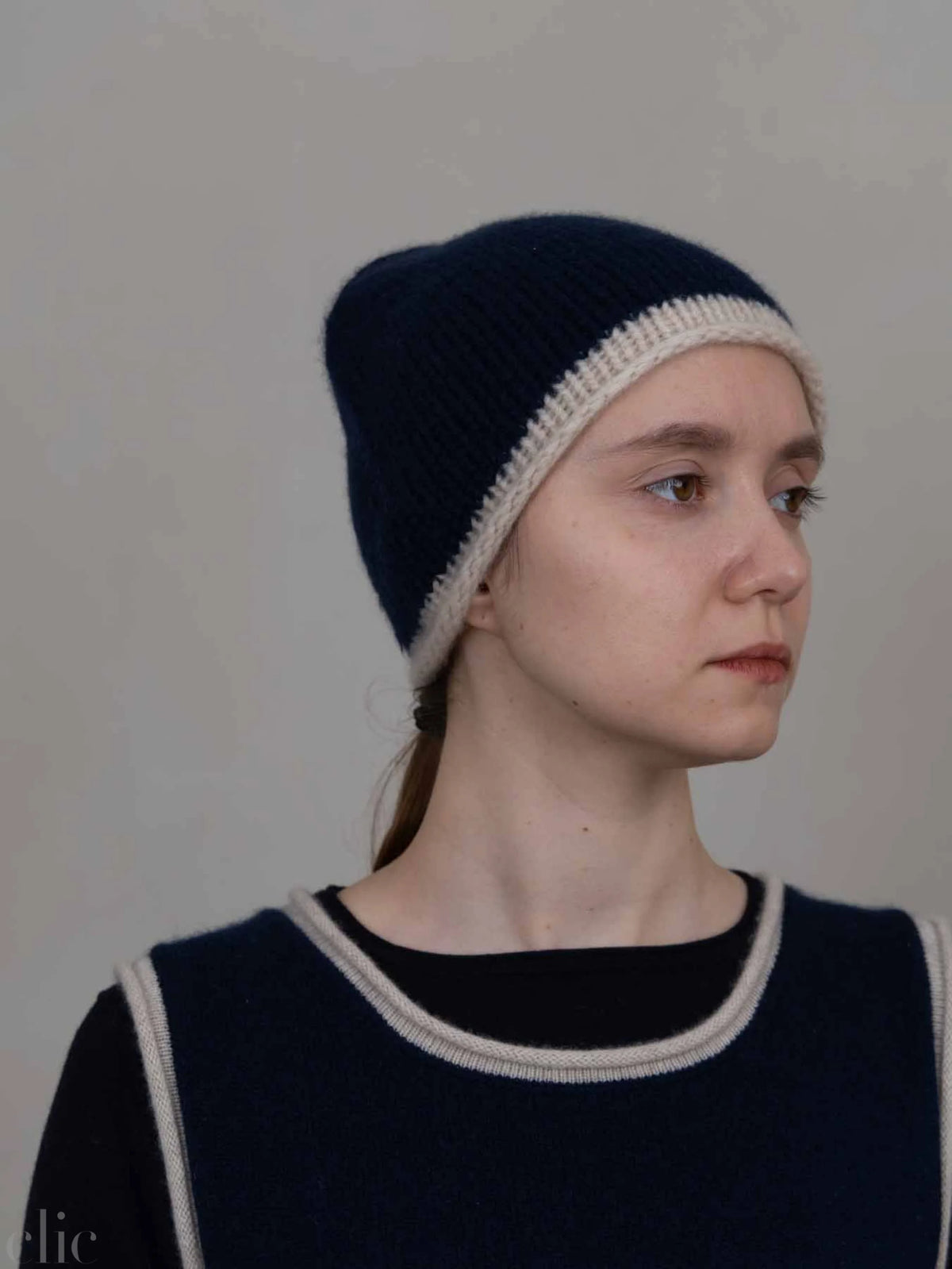 Cashmere Beanie in Navy, from Oats & Rice