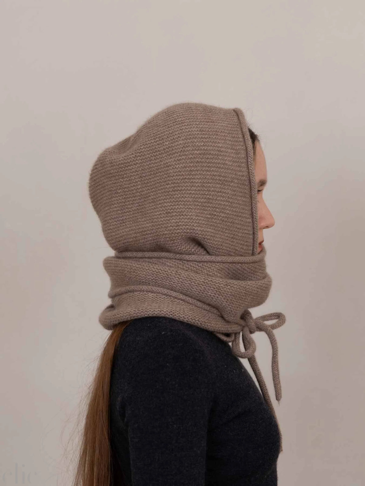 Cashmere Hooded Scarf in Beige, from Oats & Rice