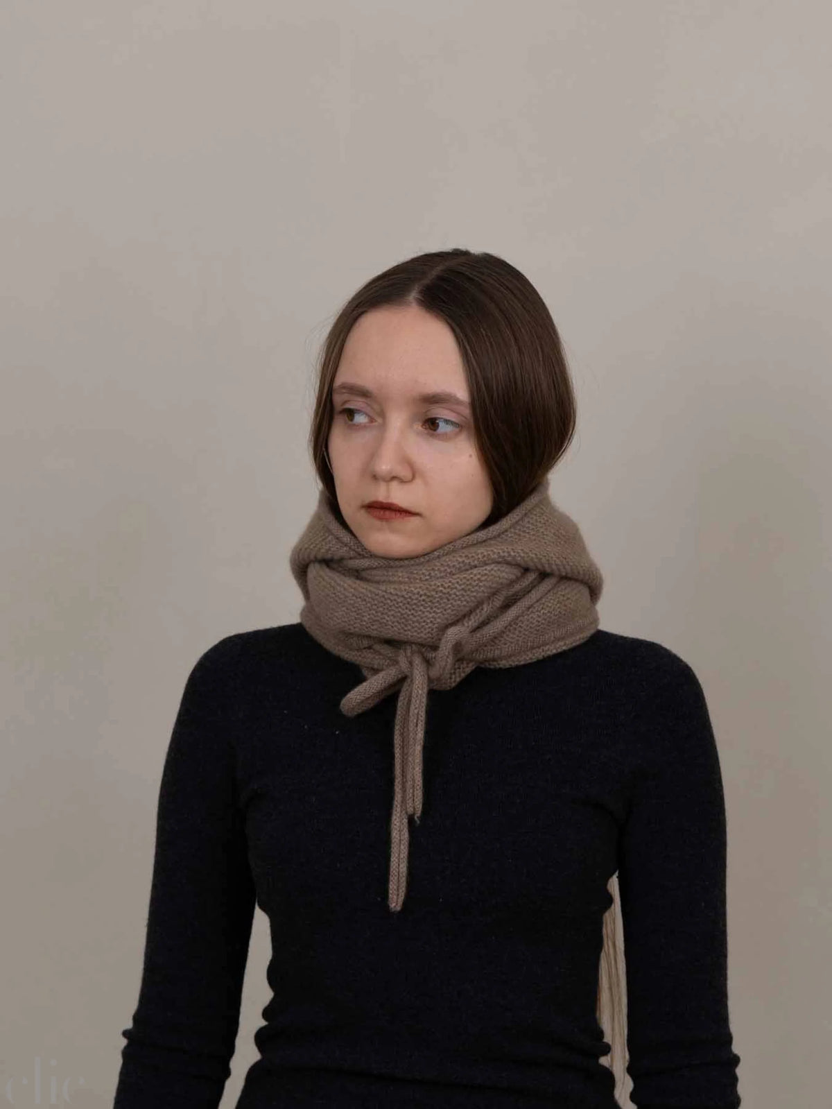 Cashmere Hooded Scarf in Beige, from Oats & Rice