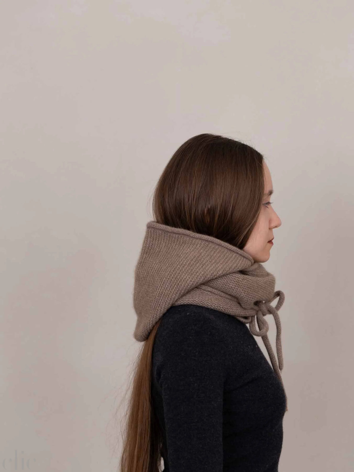 Cashmere Hooded Scarf in Beige, from Oats & Rice