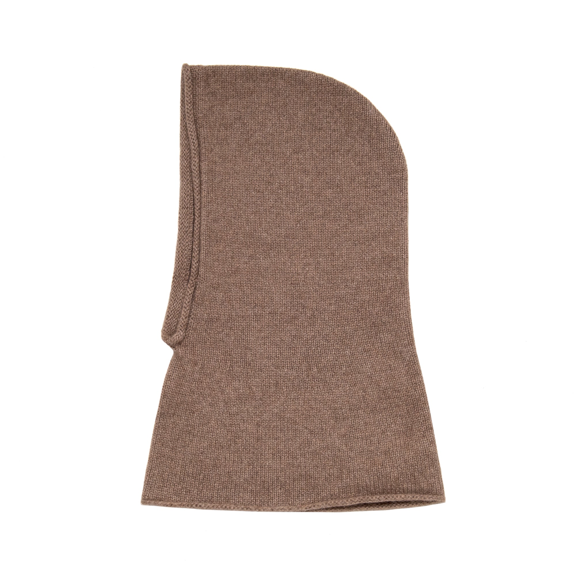 Cashmere Rolled Edge Balaclava in Taupe/Brown, from Oats and Rice
