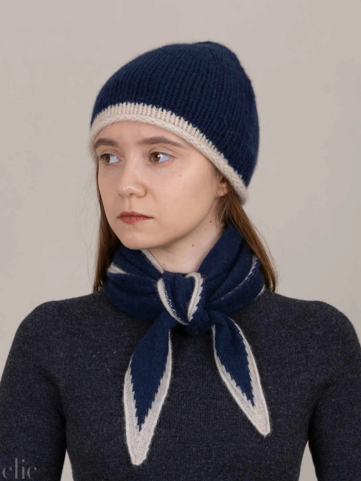 Cashmere Scarf in Navy, from Oats & Rice