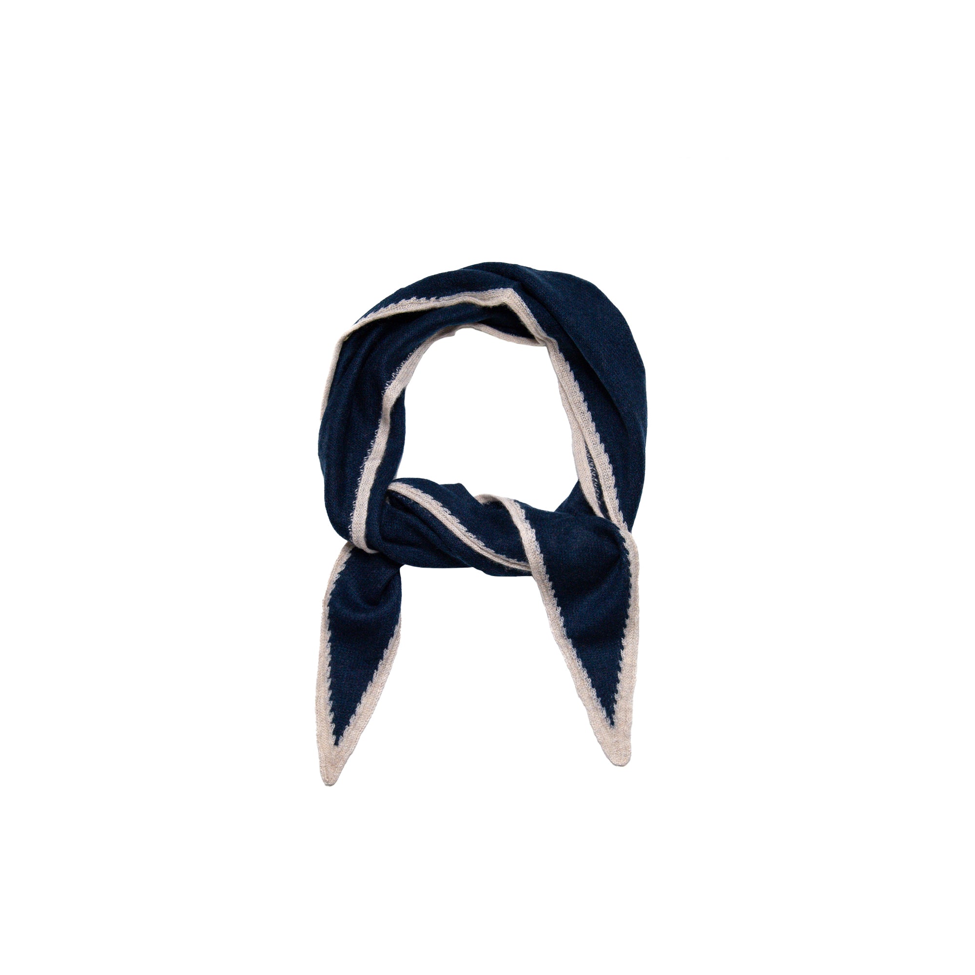 Austen Spindle-shaped Knitted Cashmere Scarf Navy, from Oats and Rice