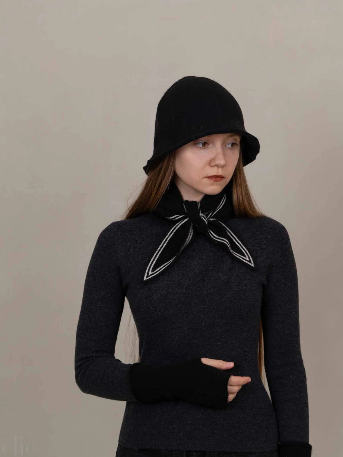 Bronte Cashmere Scarf in Black, from Oats & Rice