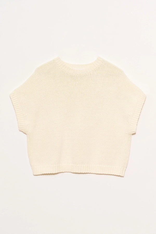 Italian Cotton Boxy Gilet in Off White, from Organic by John Patrick