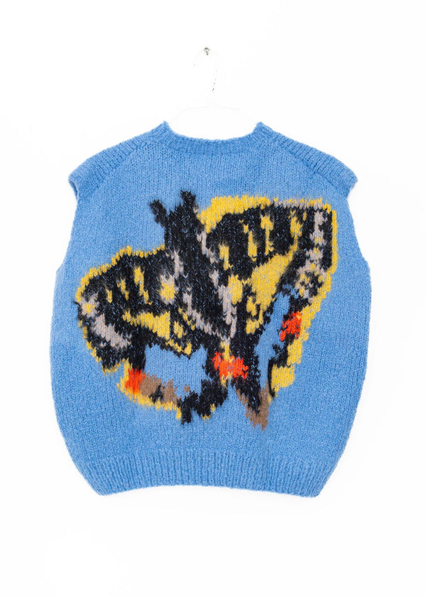 Butterfly Hand Knitted Vest in Blue, from Wild Animals