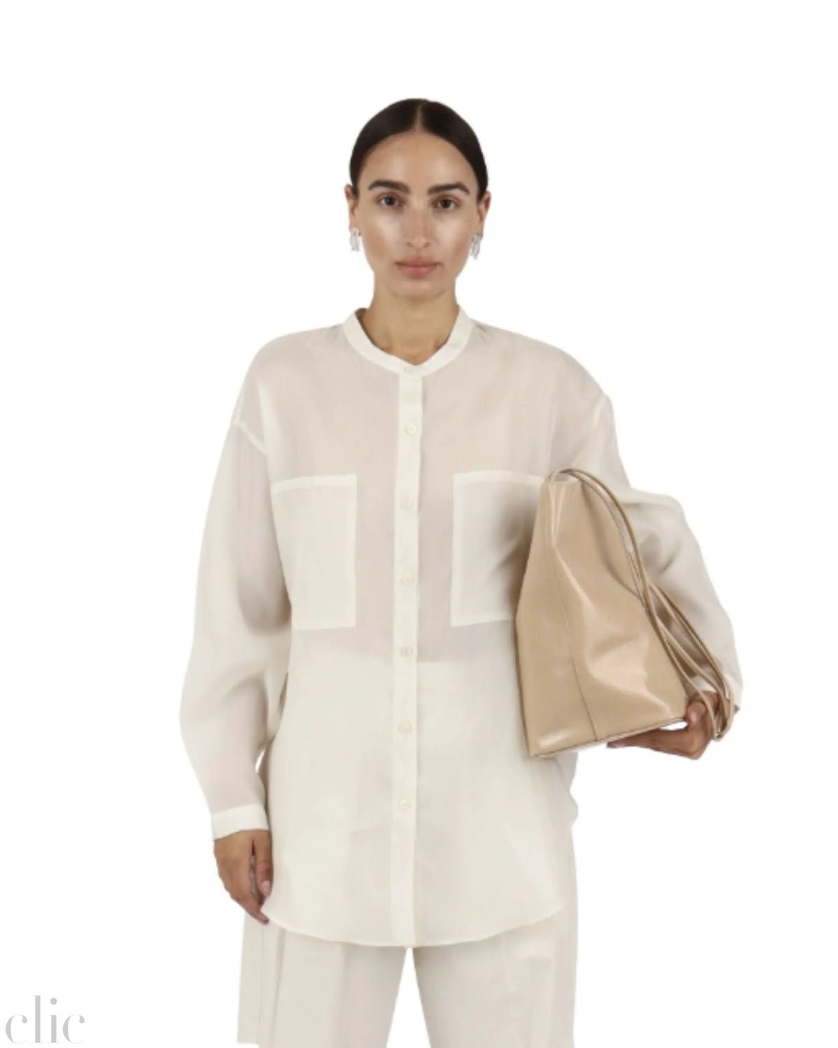 Oversize Draped Sheath Top in Ecru, from Modern Weaving 