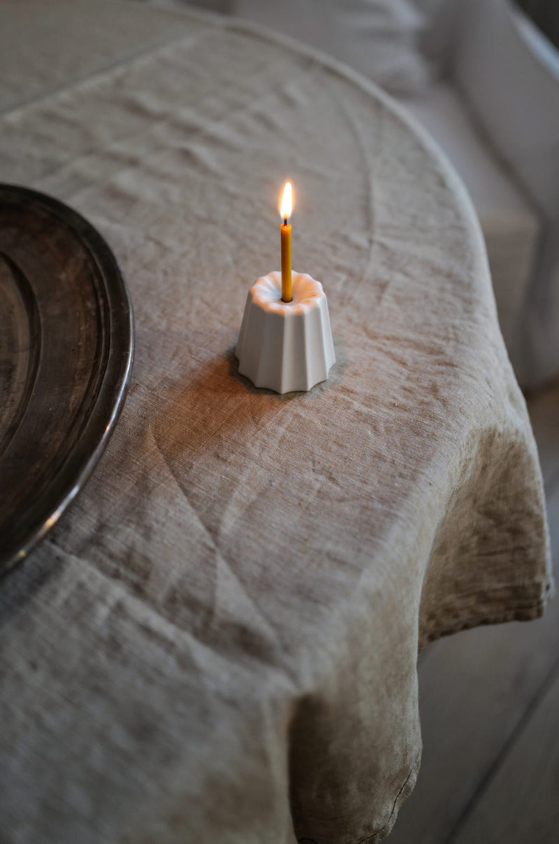 Big Porcelain Candle Holder in Glossy White, from Ovo Things