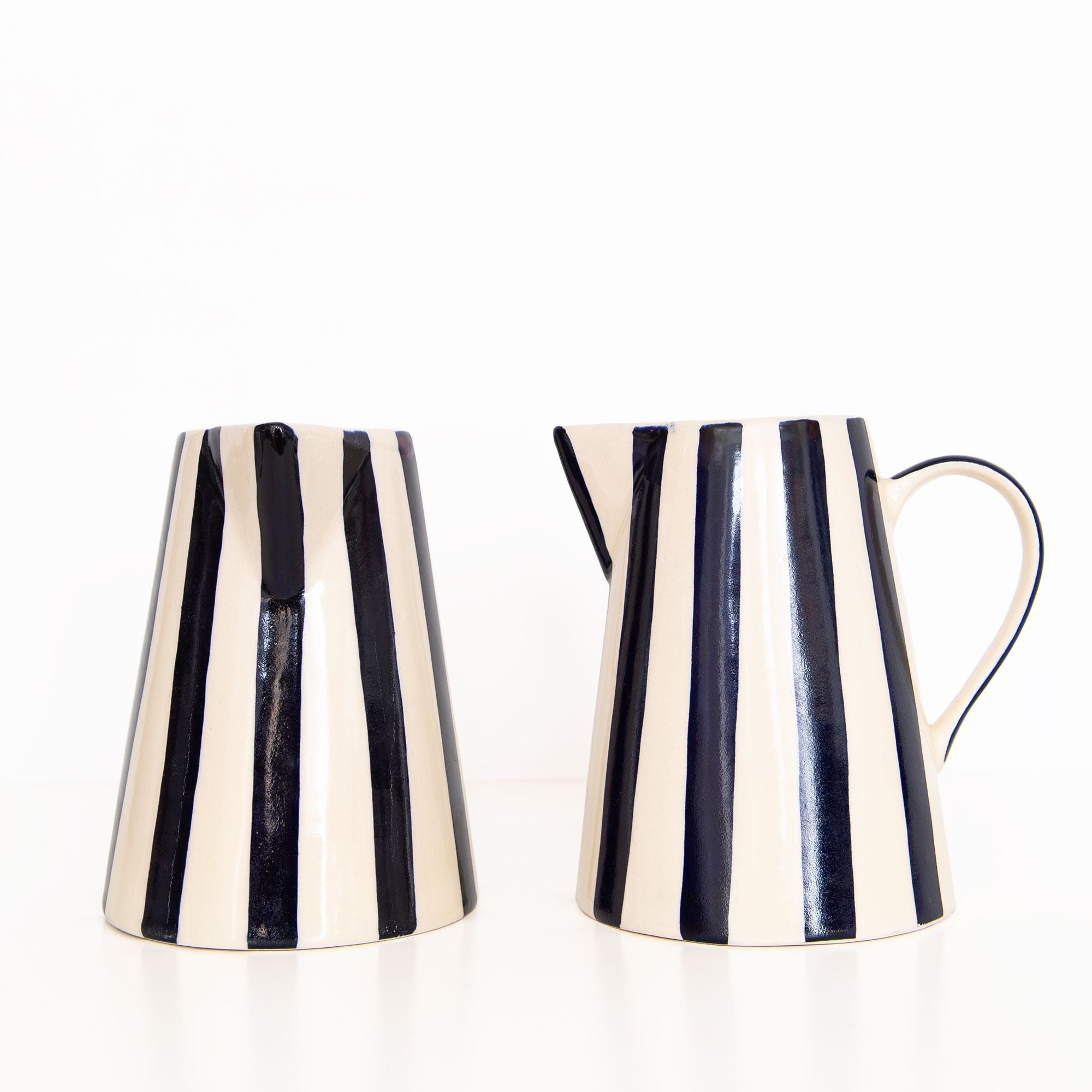 Ceramic Stripe Pitcher in Blue, from Casa Amarosa
