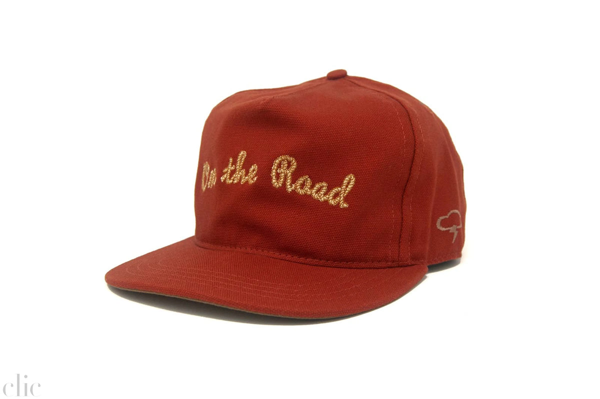 On The Road Strapback Hat in Red and Yellow