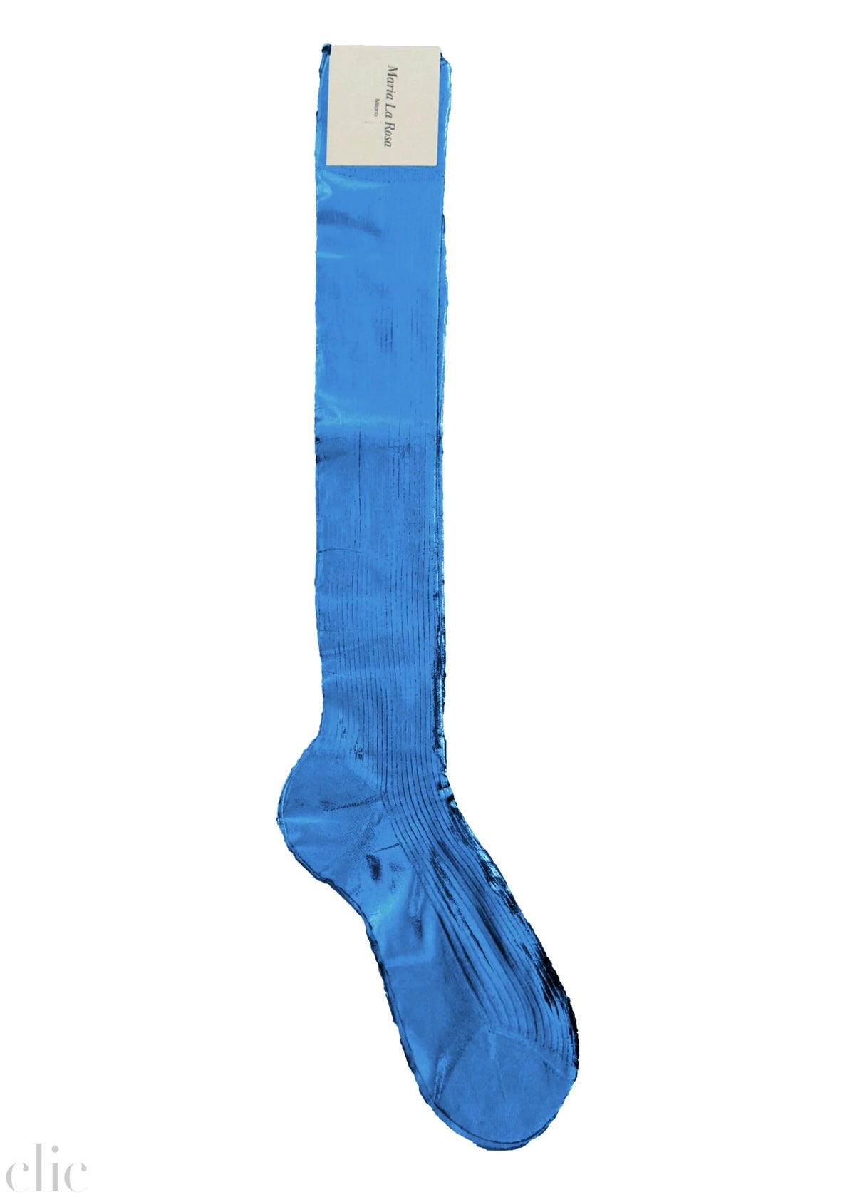 Ribbed Knee Laminated Socks in Blue Real, from Maria La Rosa