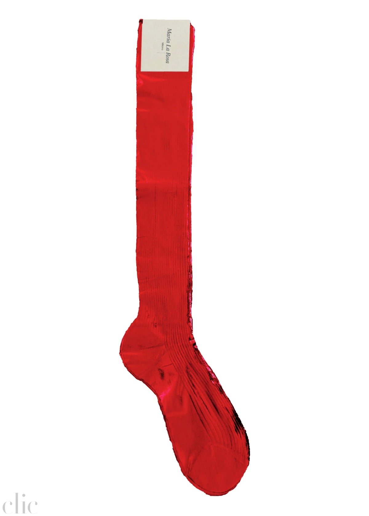 Ribbed Knee Laminated Socks in Red, from Maria La Rosa