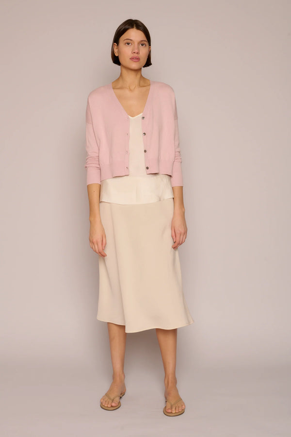 Cotton Cashmere Cropped Cardigan in Comfy Pink, from Organic by John Patrick