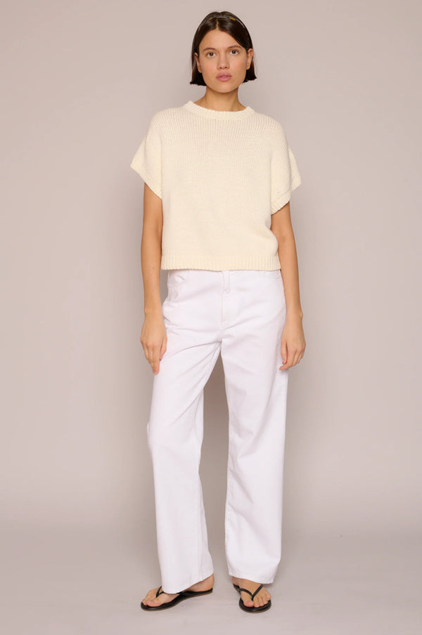 Italian Cotton Boxy Gilet in Off White, from Organic by John Patrick