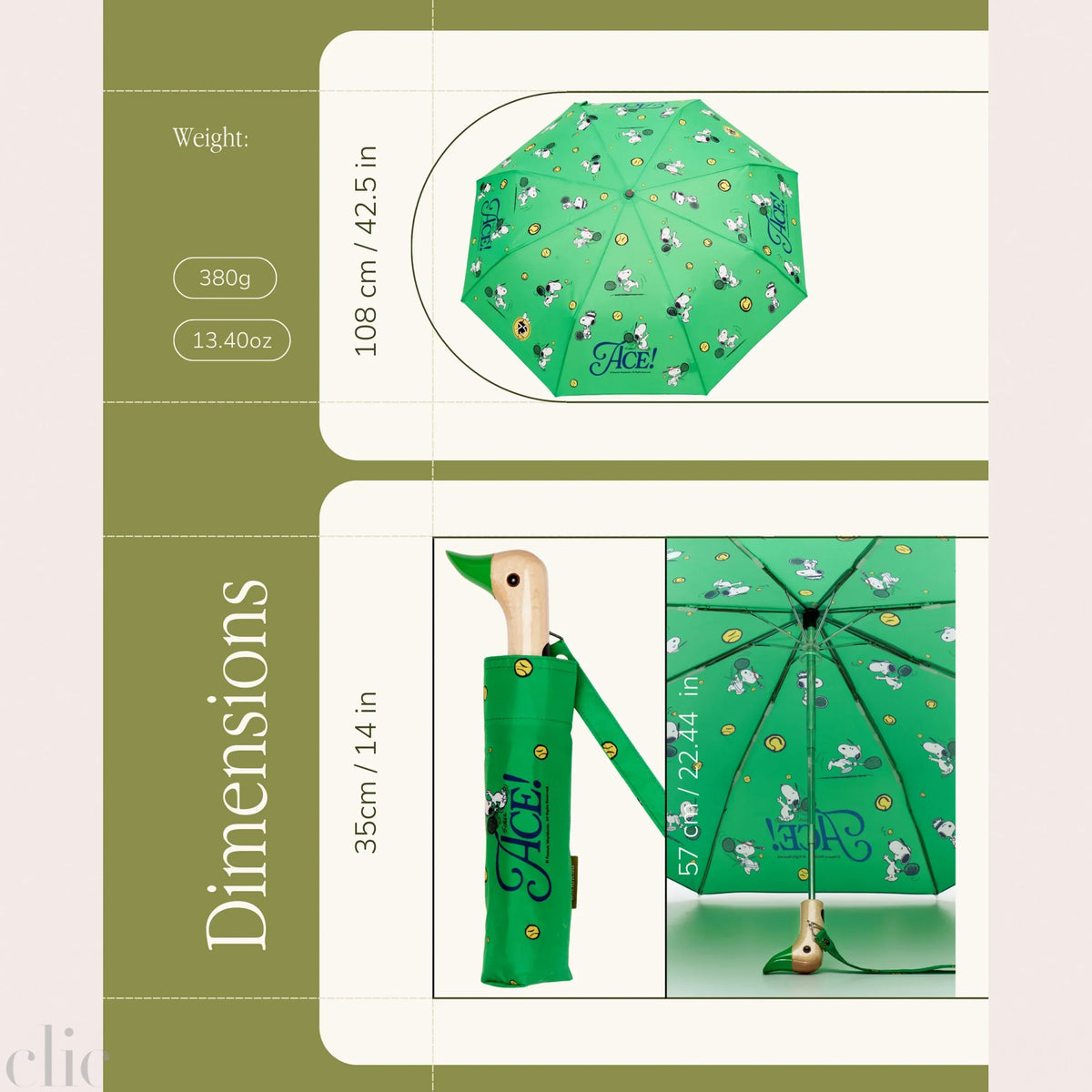 Peanuts Ace Compact Umbrella, from Original Duckhead