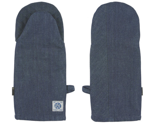 Dual-hand Oven Mitt in Raw Denim, from Mi Cocina