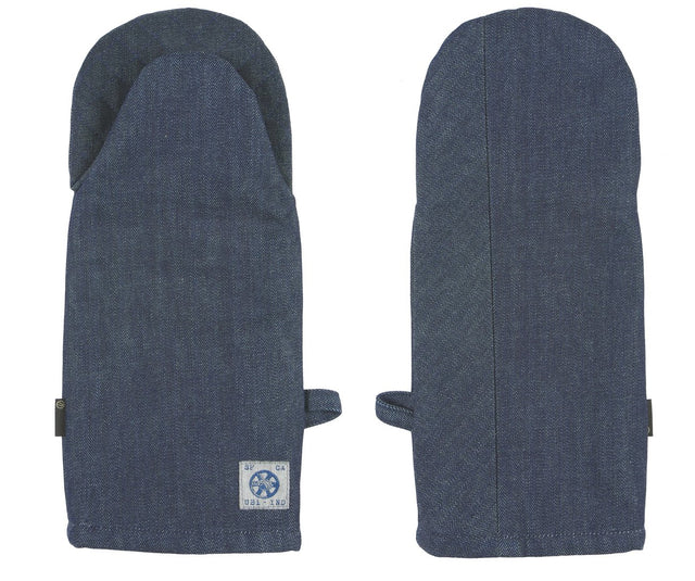 Dual-hand Oven Mitt in Raw Denim, from Mi Cocina