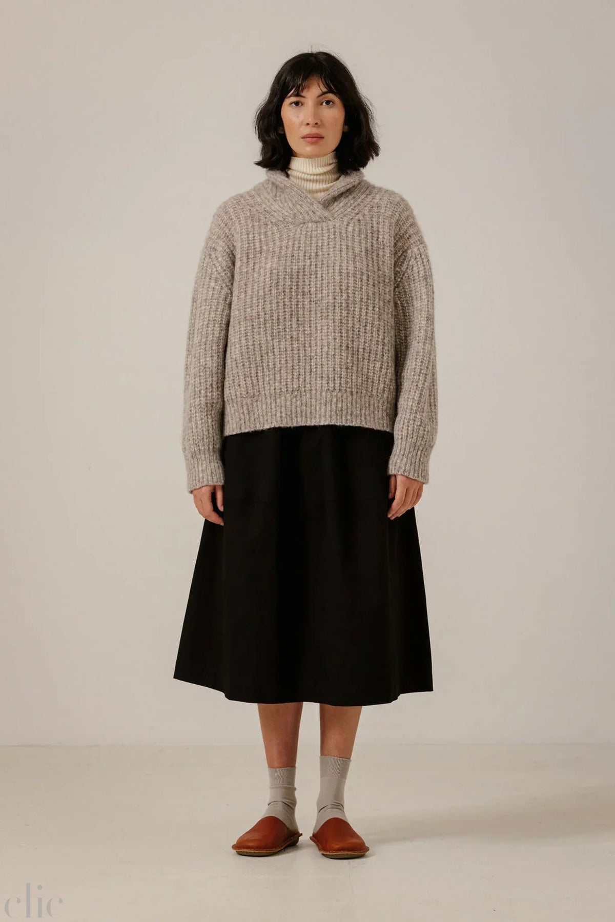 Oversized Shawl Pullover in Marbel, from Bare Knitwear