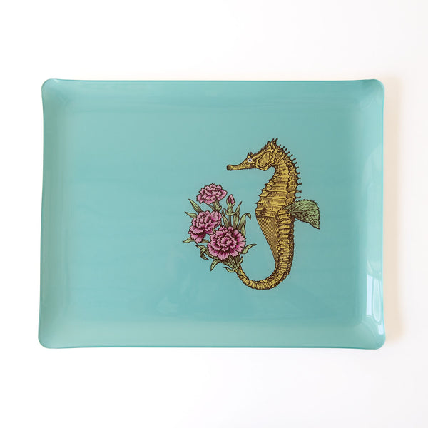 Arcylic Seahorse Tray in Teal, from Avenida Home