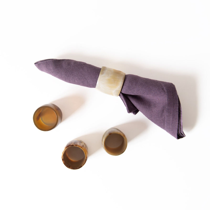 Set of Four Buffalo Napkin Rings in Yellow, from Tonkin