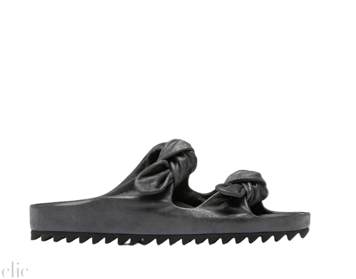 Pelagie Leather Slide Sandals in Black, from Officine Creative