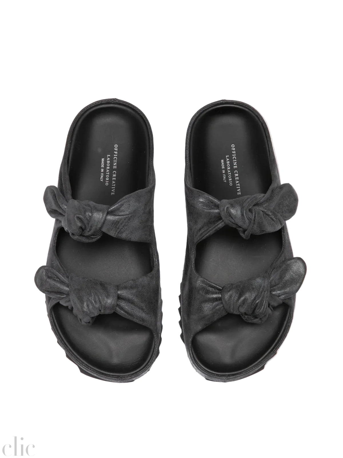 Pelagie Leather Slide Sandals in Black, from Officine Creative