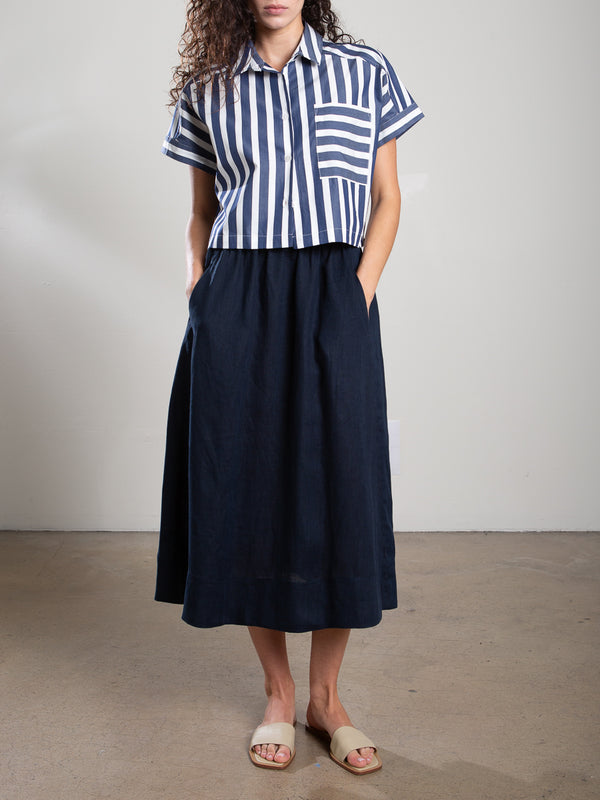 Claudia Skirt in French Linen in Ink, from Pharaoh